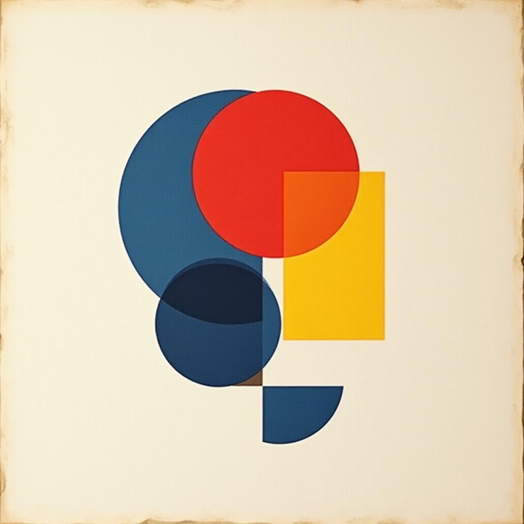 Abstract geometric art print in primary colors